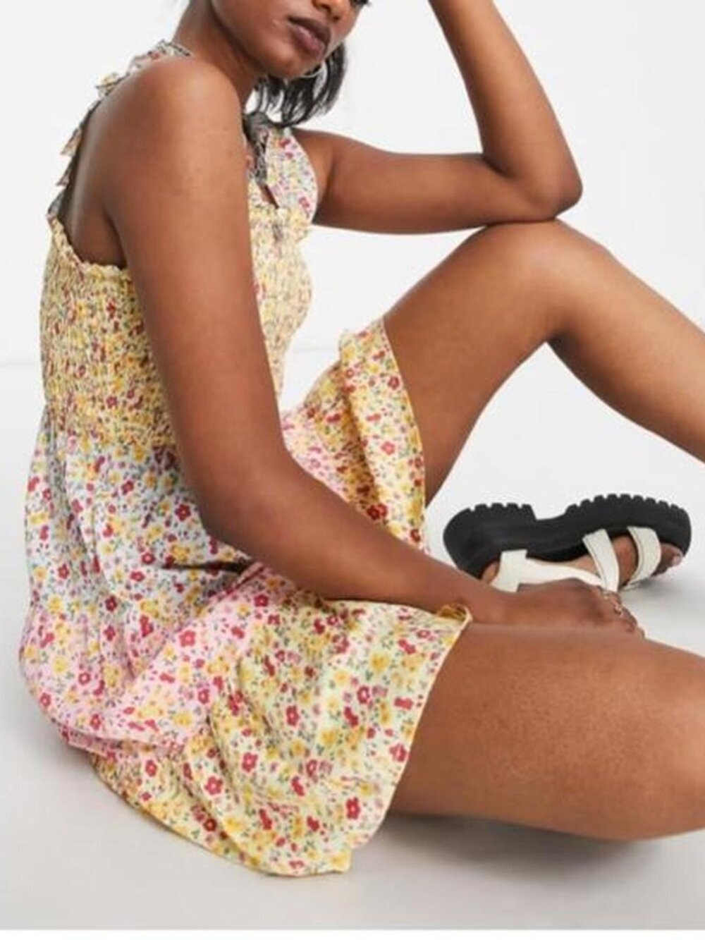 Violet Romance tiered mini dress in mixed floral print